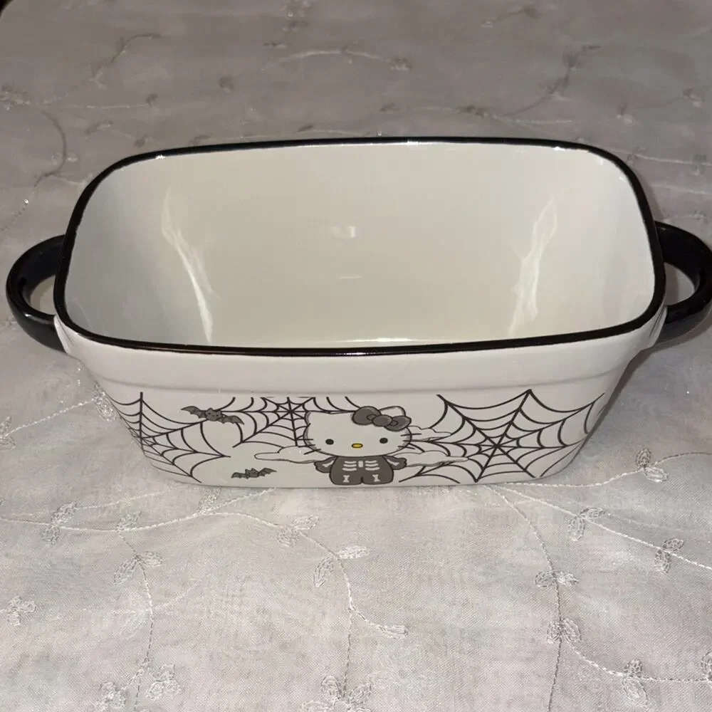 Hello Kitty Halloween Zrike Brands Baking Bread Dish Skeleton Spiderweb 10” x 4”